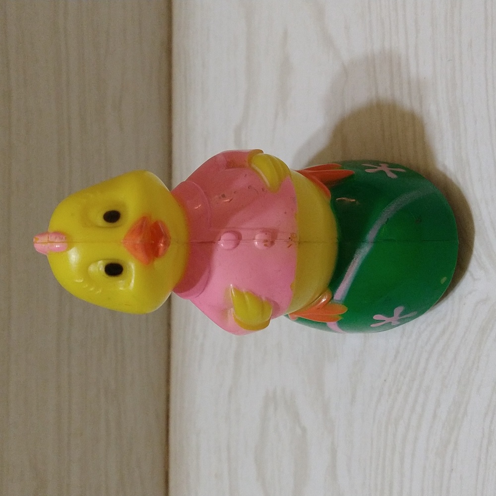 Vintage 60's/70's Easter Friction Toy Chick on Egg Hard Plastic